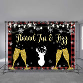 Aperturee - Gold Glitter Glass Deer Snow Xmas Black Backdrop